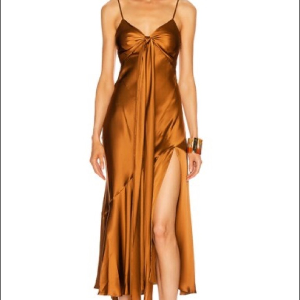 Nicholas Sabine dress. 100% silk copper gorgeous wedding cocktail event date fit